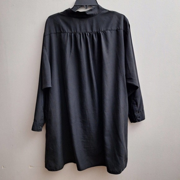 Moussy Tunic Shirt Button Womens F/OS Solid Black Long Sleeves Oversize Modal - Picture 2 of 6